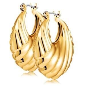 Gold Textured Hoop Earrings